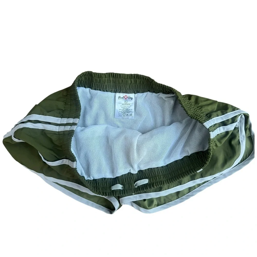 Pool Boy Retro Swim Shorts Men’s XL Olive Green Lined‎ Runner Trunks